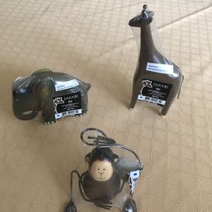 3 Safari figurines. Giraffe Monkey Elephant.Resins
